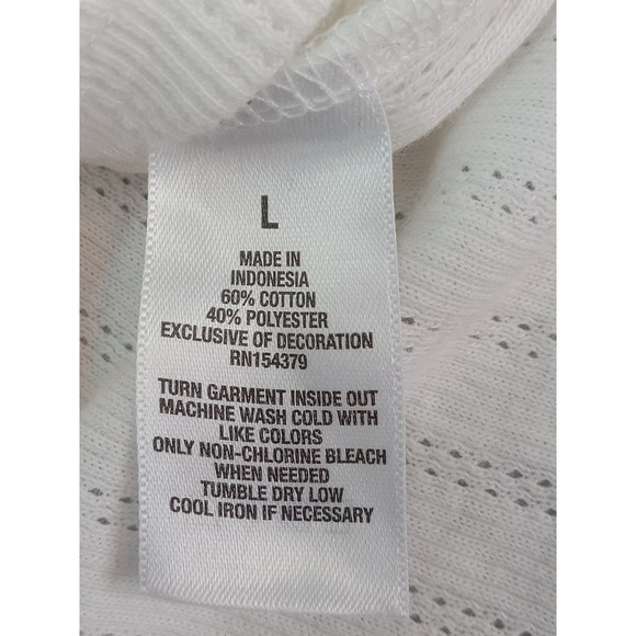 Aeropostale Pointelle Long Sleeve Lace Trim Rosette Top Women's L Coquette NWT - Picture 9 of 11